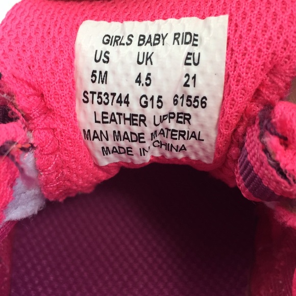 Saucony Girl baby ride pink purple size 5M EU21M - Picture 5 of 6